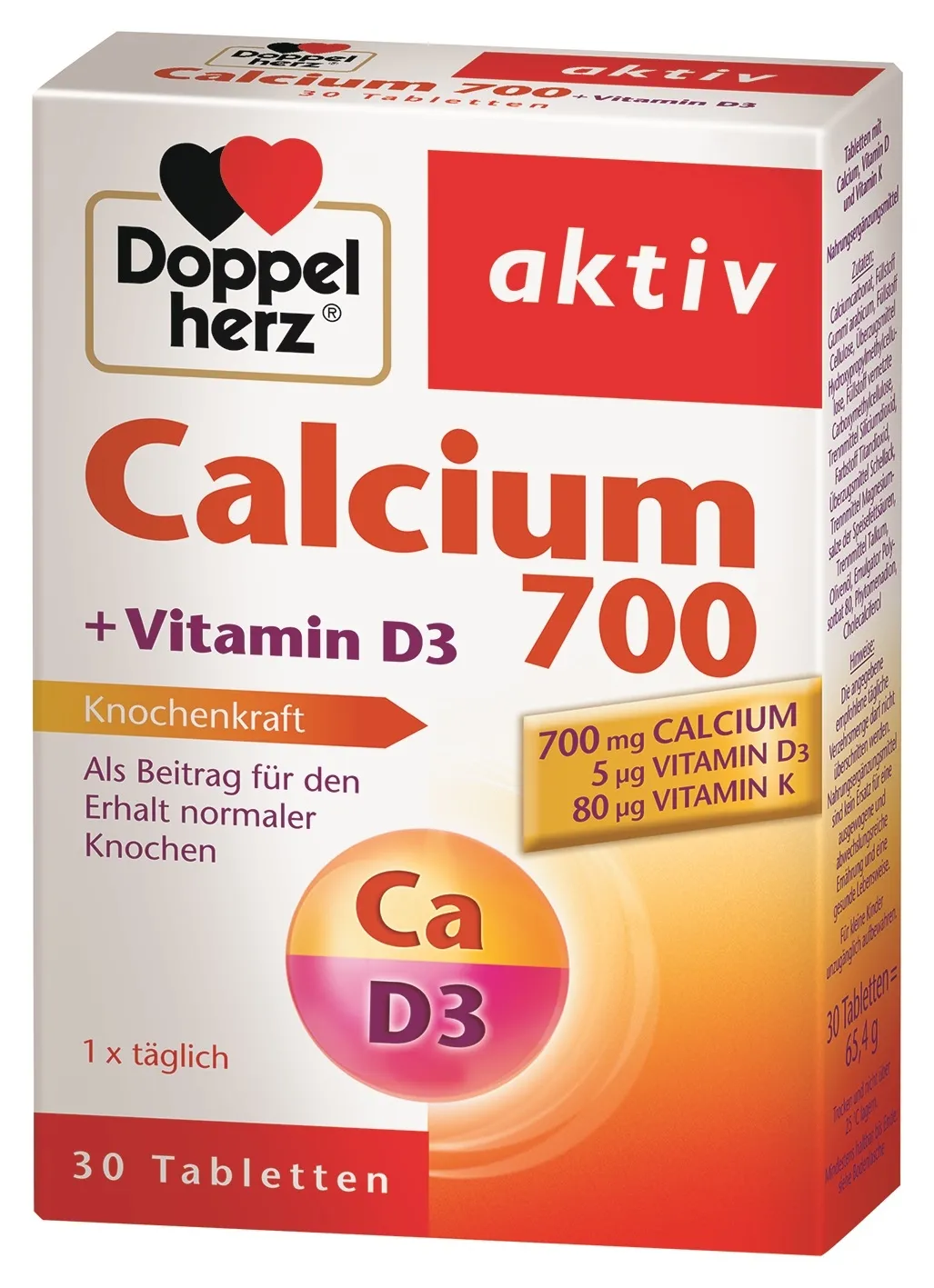 DOPPELHERZ ACTIV Calcium 700 + Vitamin D3, N30 -  
