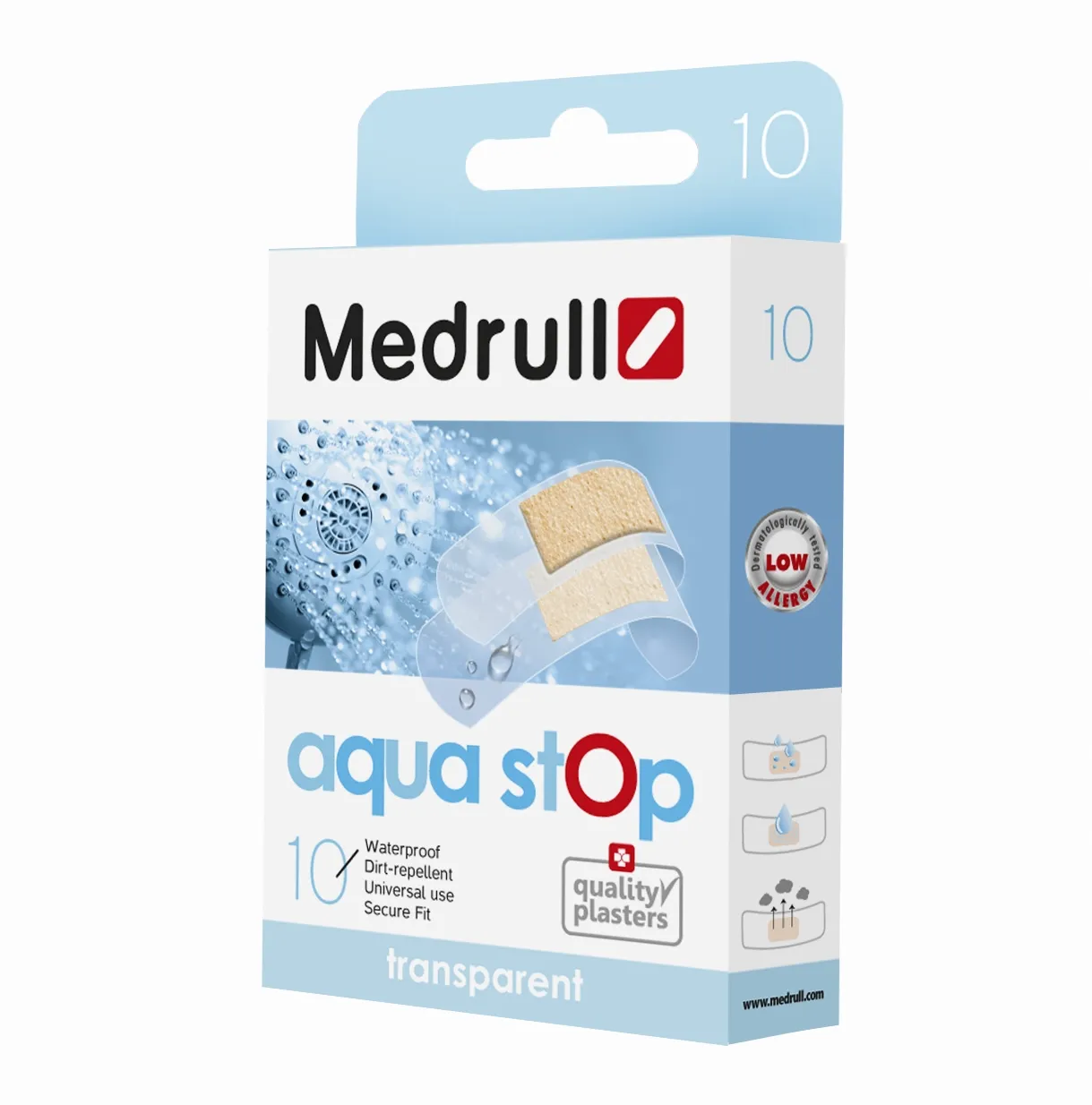 MEDRULL AQUA STOP, atsparūs vandeniui pleistrai, skaidrūs, N10 -  