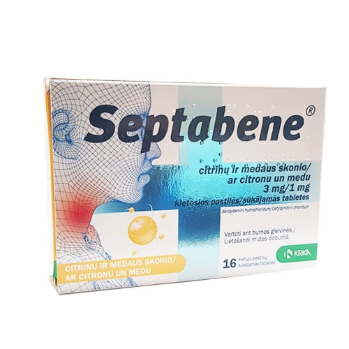 Septabene citrinų ir medaus skonio pastilės N16 -  