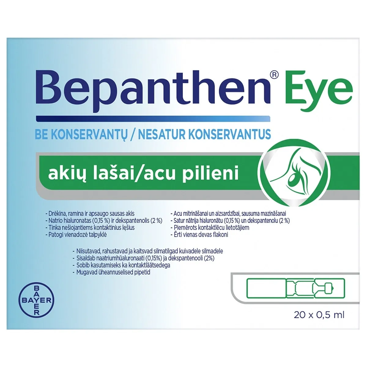 BEPANTHEN® EYE akių lašai, N.20 x 0,5ml -  4