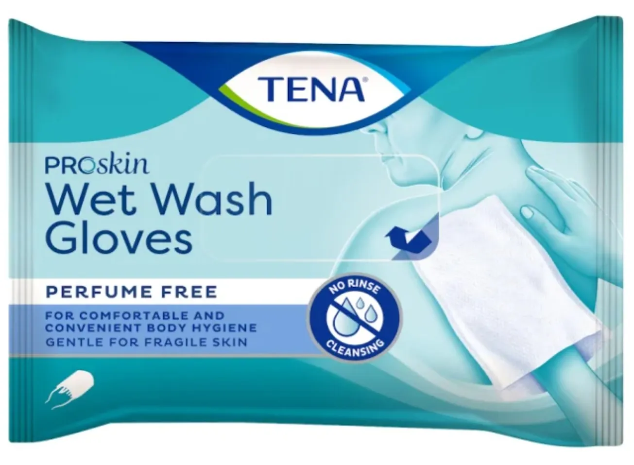 TENA drėgnos prausiamosios pirštinės WET WASH GLOVES, N8 -  
