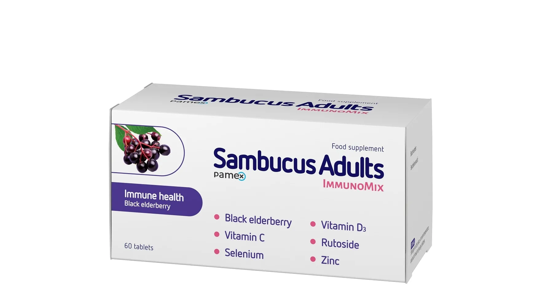 PAMEX SAMBUCUS ADULTS IMMUNO MIX, 60 tablečių -  