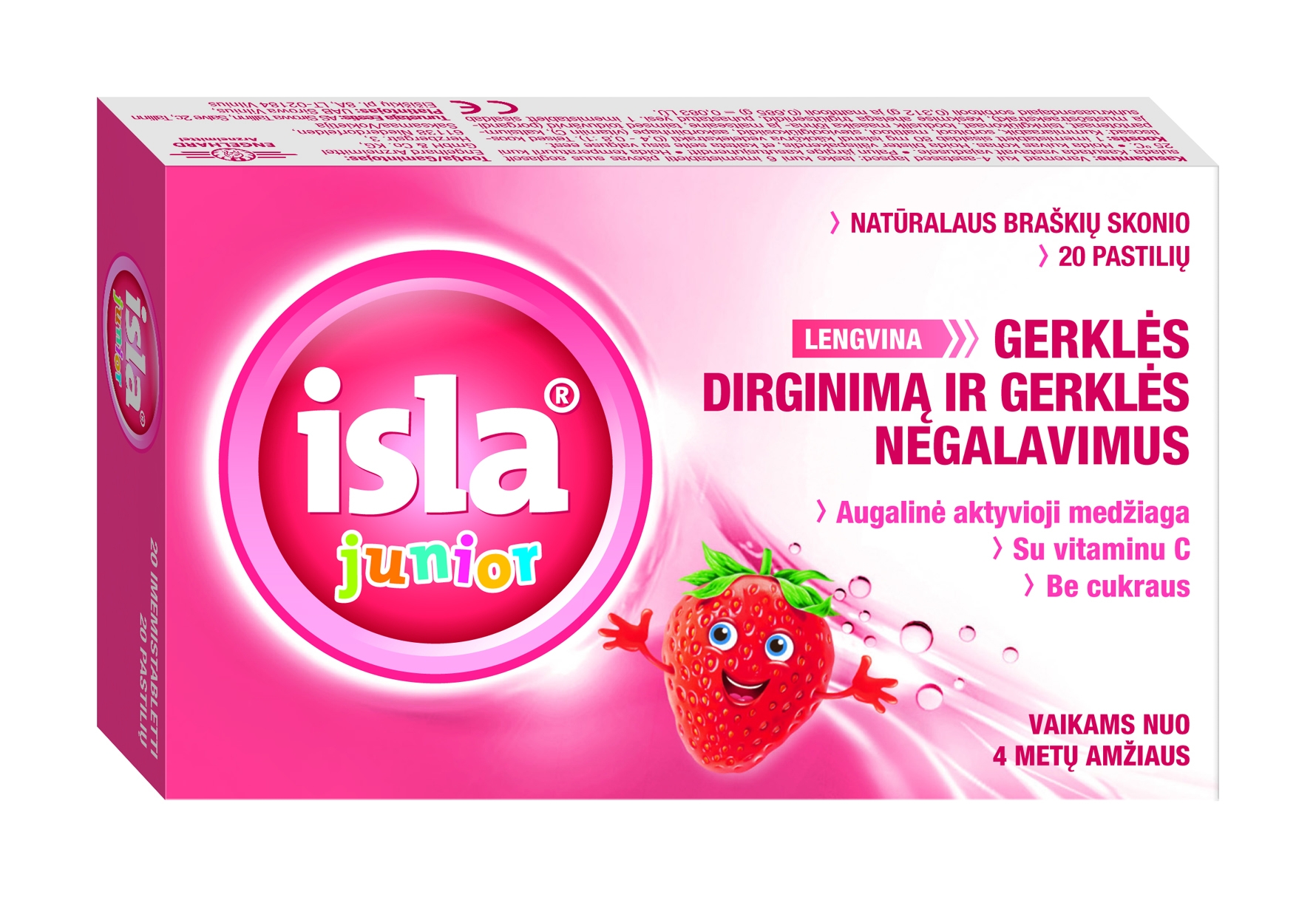 ISLA JUNIOR, braškių skonio, 20 pastilių -  
