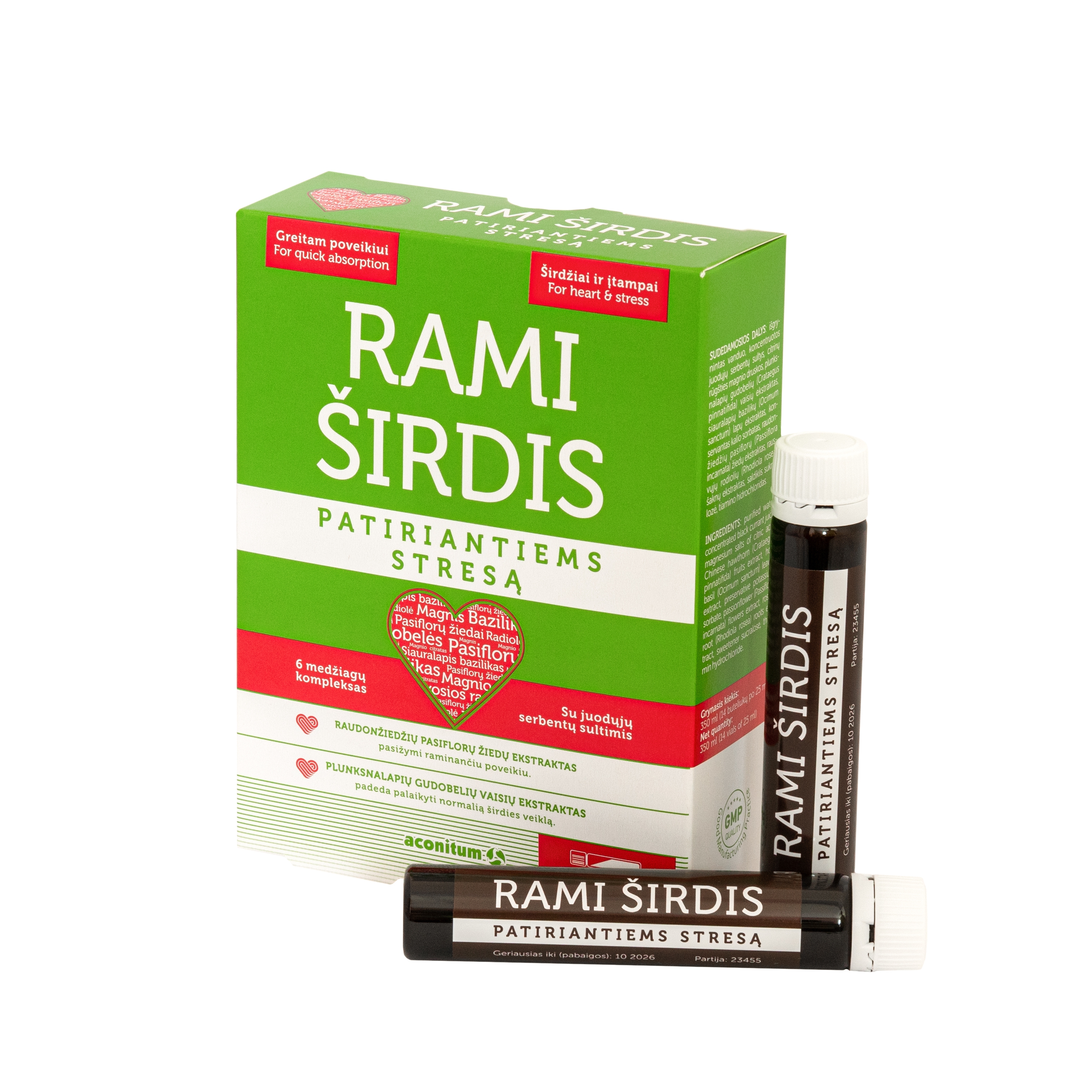 Rami širdis patiriantiems stresą 14 buteliukų -  