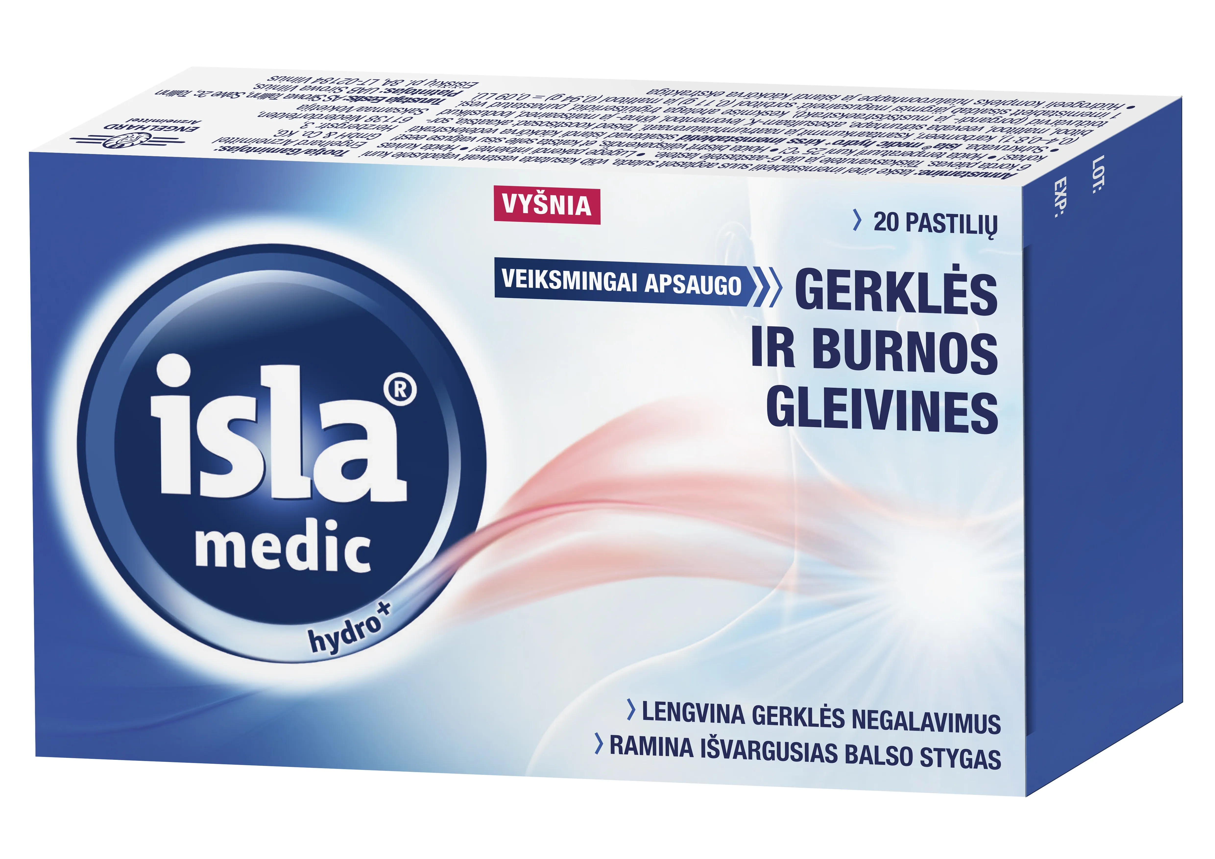 ISLA MEDIC HYDRO+ vyšnių skonio, 20 pastilių -  