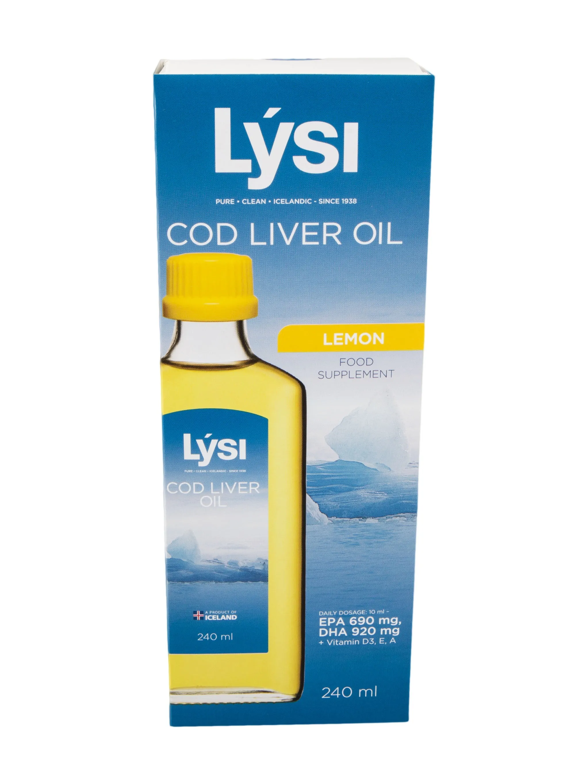 LYSI natūralūs žuvų taukai citrinų skonio COD LIVER OIL, 240ml -  