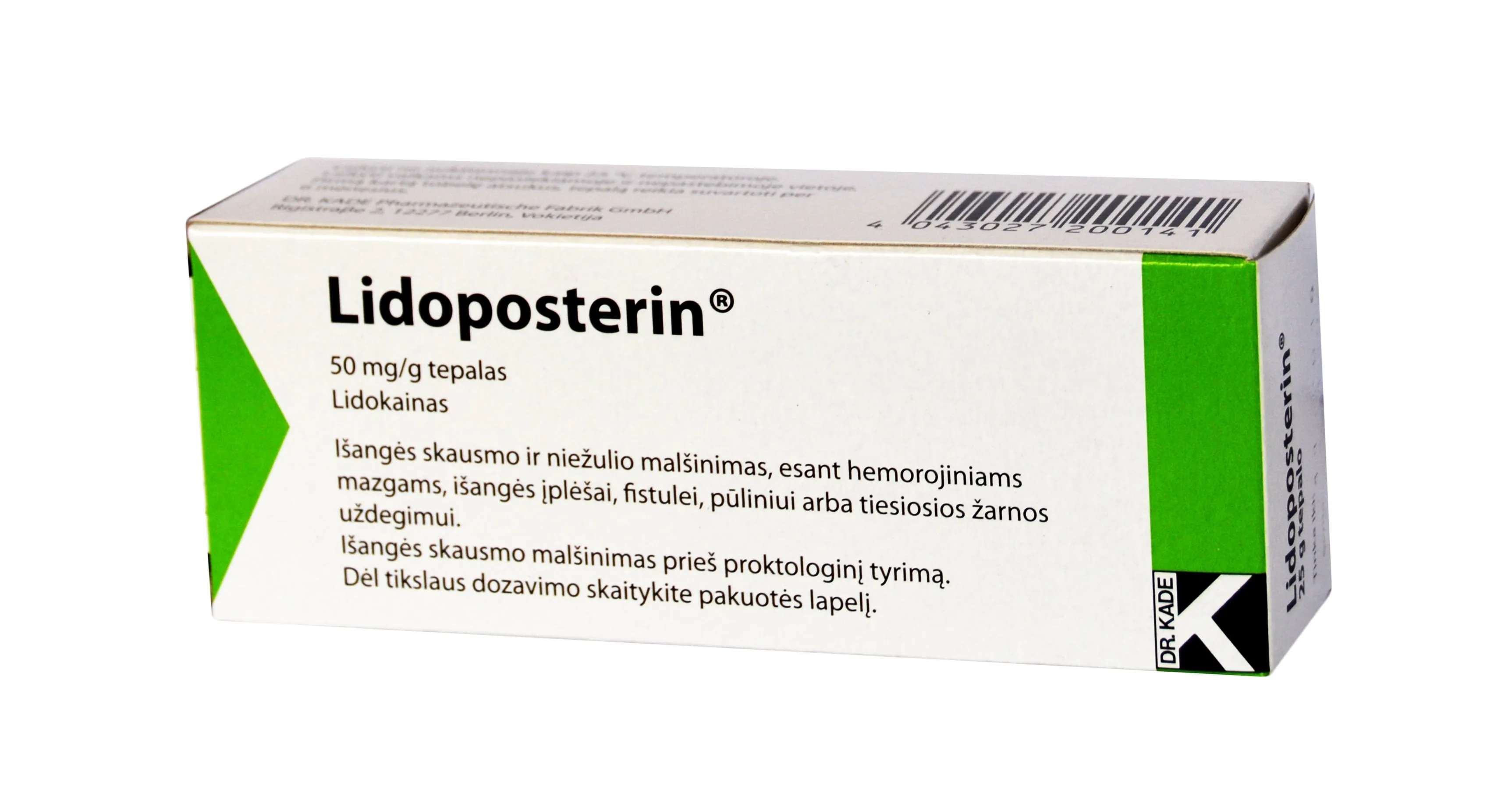 Lidoposterin 50mg/g tepalas (su kaniule) 25g -  2