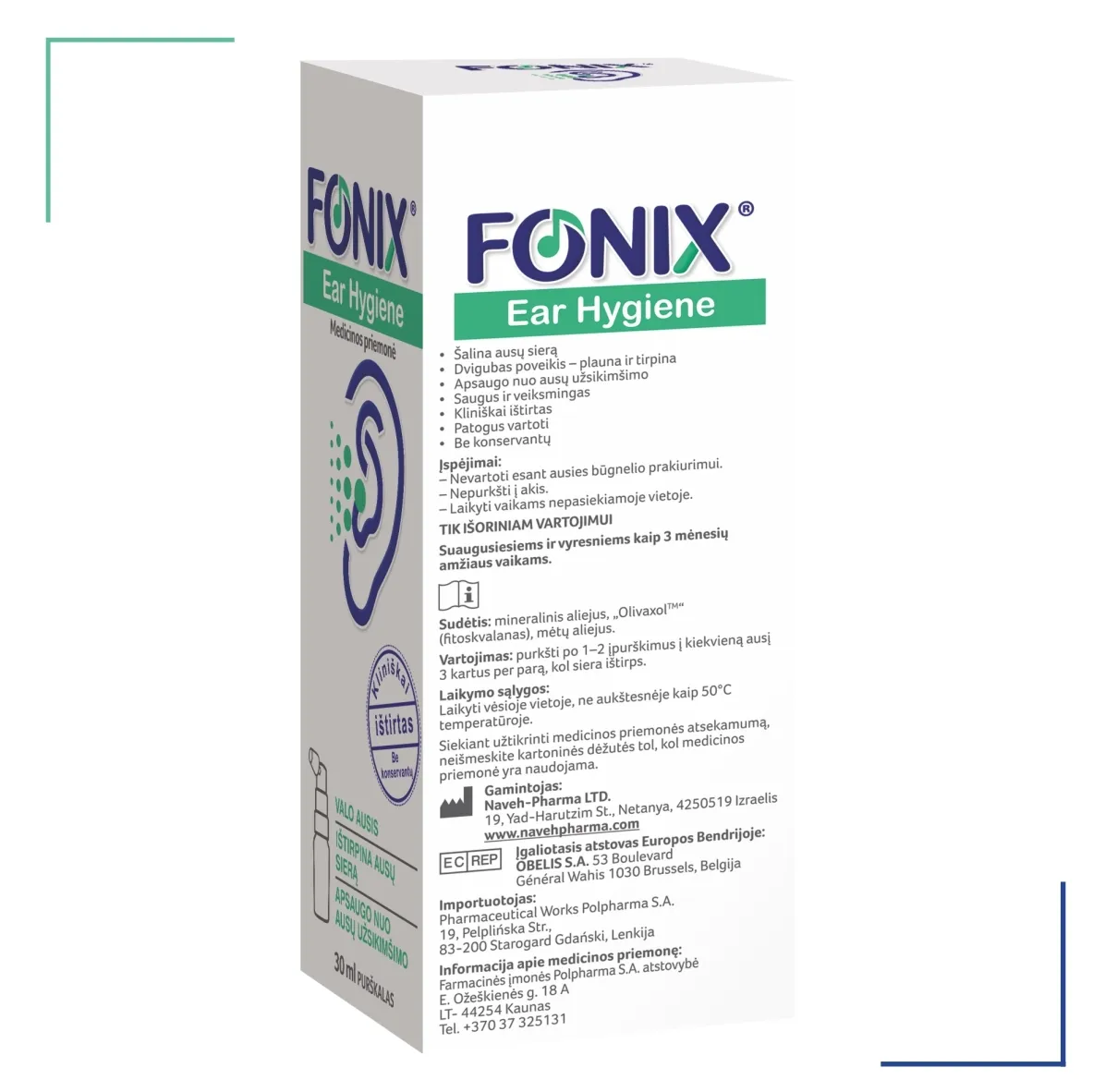 FONIX purškalas ausų vaškui šalinti EAR HYGIENE, 30ml -  4