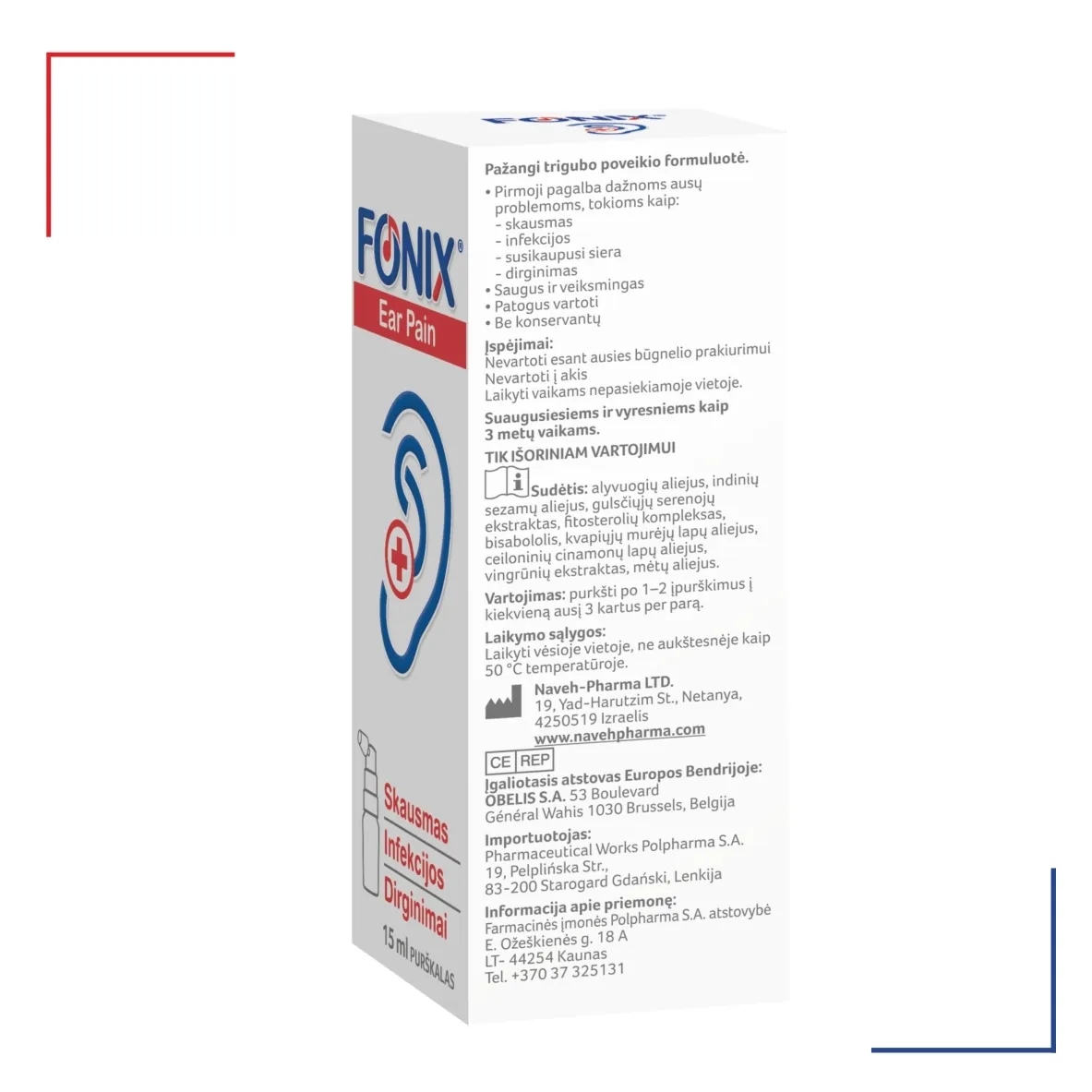 FONIX purškalas esant ausų skausmui, infekcijai EAR PAIN, 15ml -  4