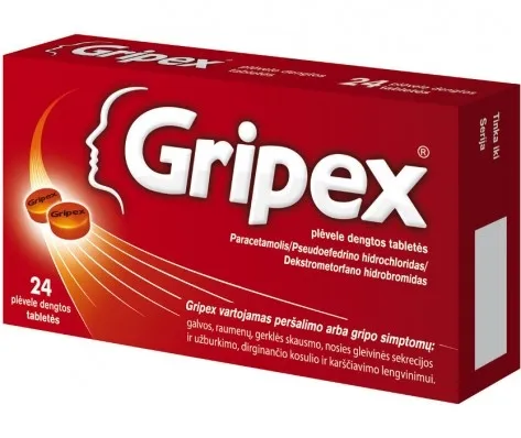 Gripex 325mg/30 mg/10mg plėvele dengtos tabletės N24 -  