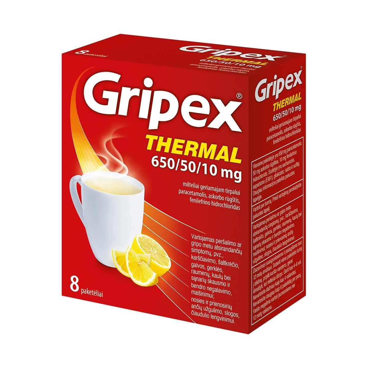 Gripex Thermal 650/50/10mg milteliai geriamajam tirpalui N8 -  2