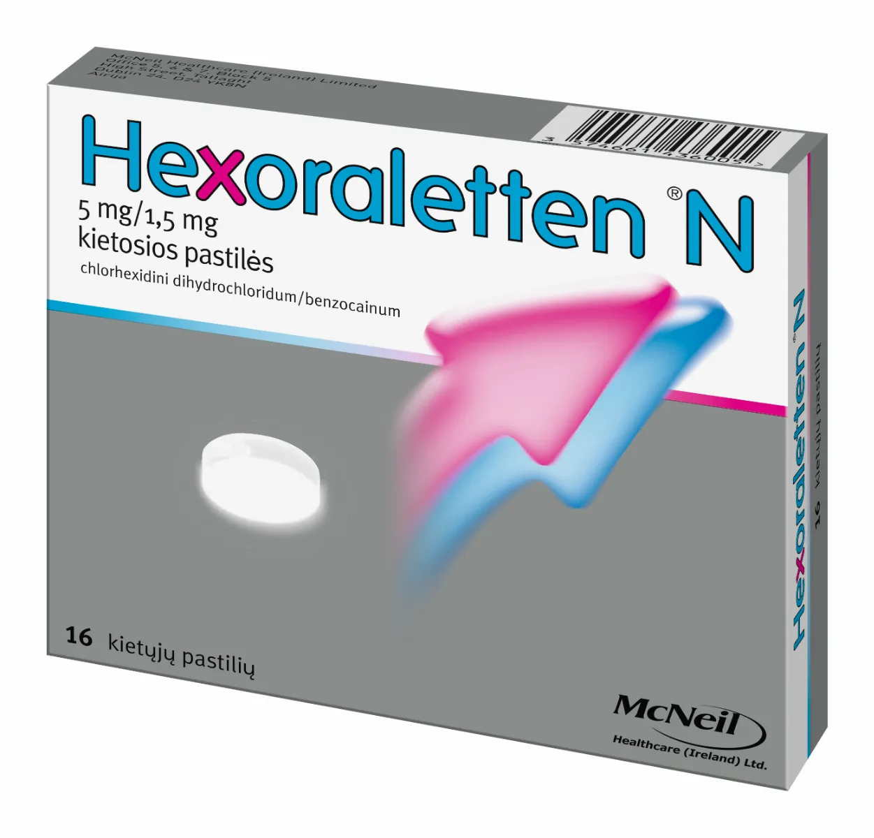 Hexoraletten N 5mg+1,5mg pastilės N16 -  