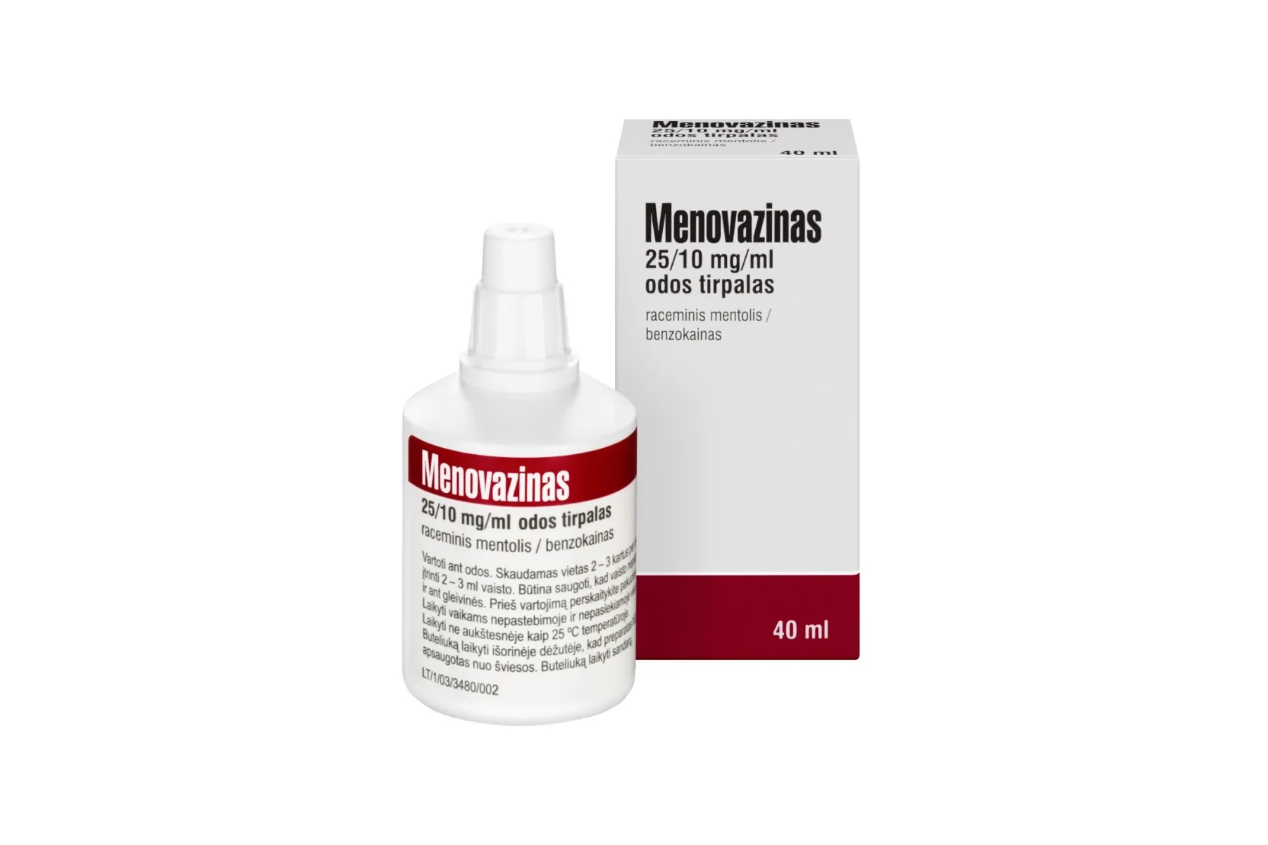 Menovazinas 25mg/10mg/ml odos tirpalas su lašintuvu 40ml -  1