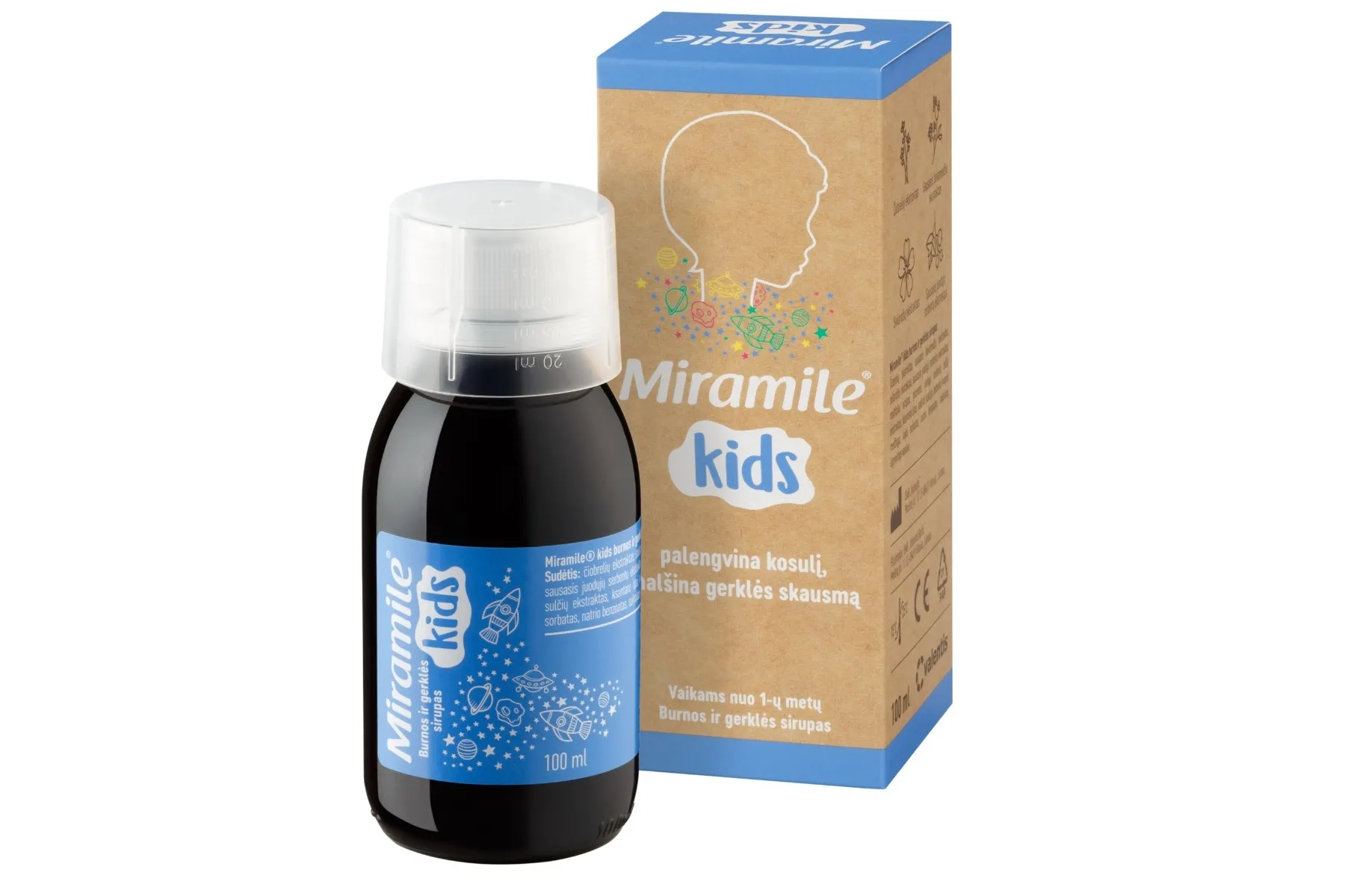 MIRAMILE burnos ir gerklės sirupas vaikams KIDS, nuo 1 metų, 100ml -  1