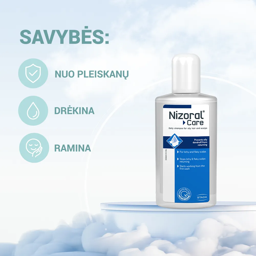 NIZORAL CARE OILY šampūnas nuo pleiskanų riebiai galvos odai, 200 ml -  2