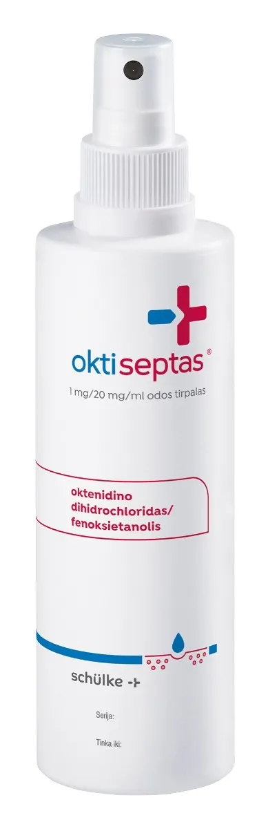 oktiseptas 1mg/20mg/ml odos tirpalas su purškalo pompa 250ml -  2
