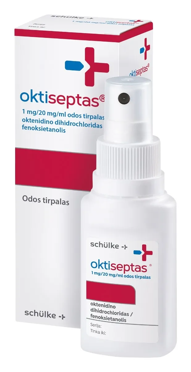 oktiseptas 1mg/20mg/ml odos tirpalas su purškalo pompa 50ml -  2