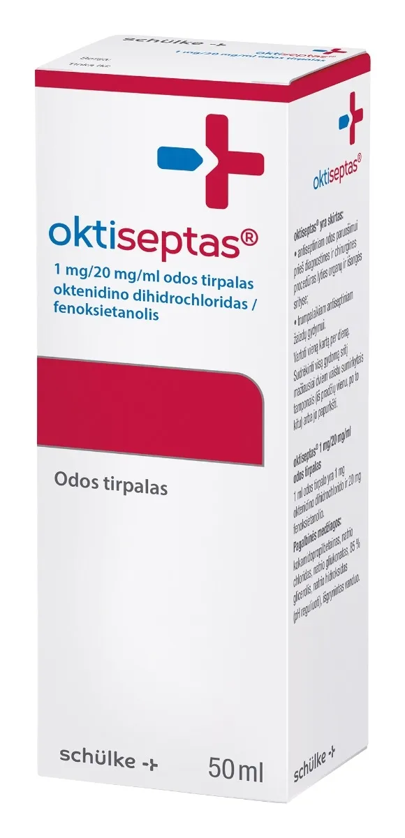oktiseptas 1mg/20mg/ml odos tirpalas su purškalo pompa 50ml -  4