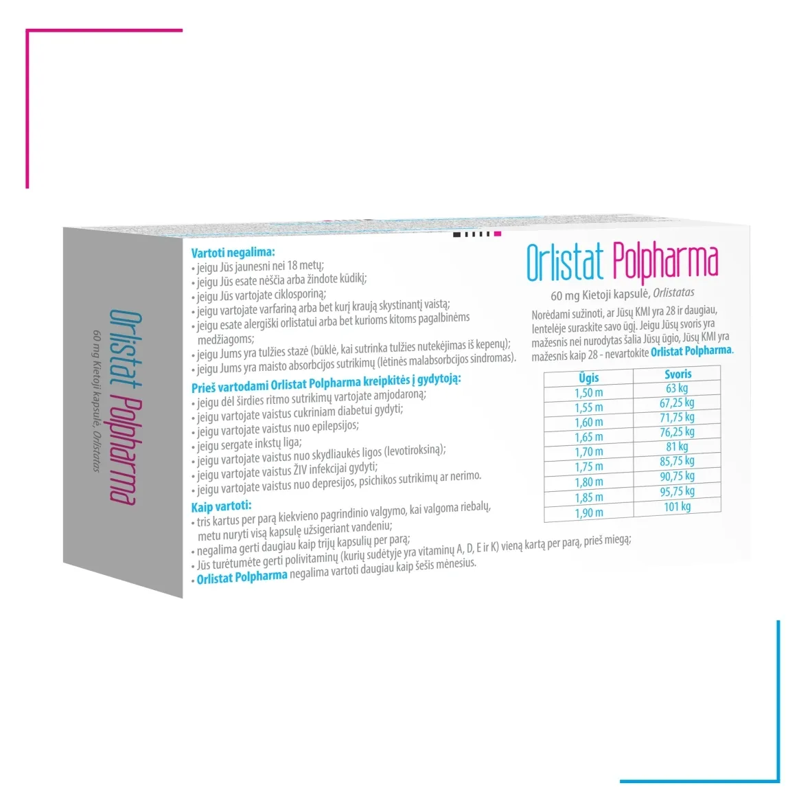 Orlistat Polpharma 60mg kietosios kapsulės N42 (lizdinė plokštelė) -  2