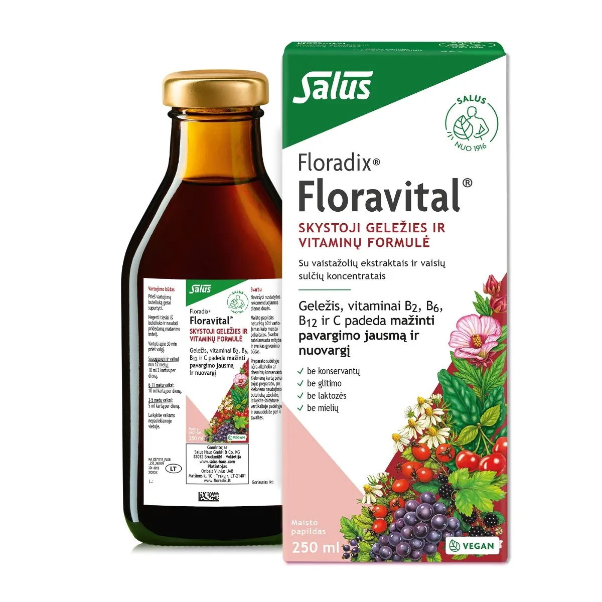 FLORADIX skystosios geležies formulė su vitaminais FLORAVITAL, 250ml -  1