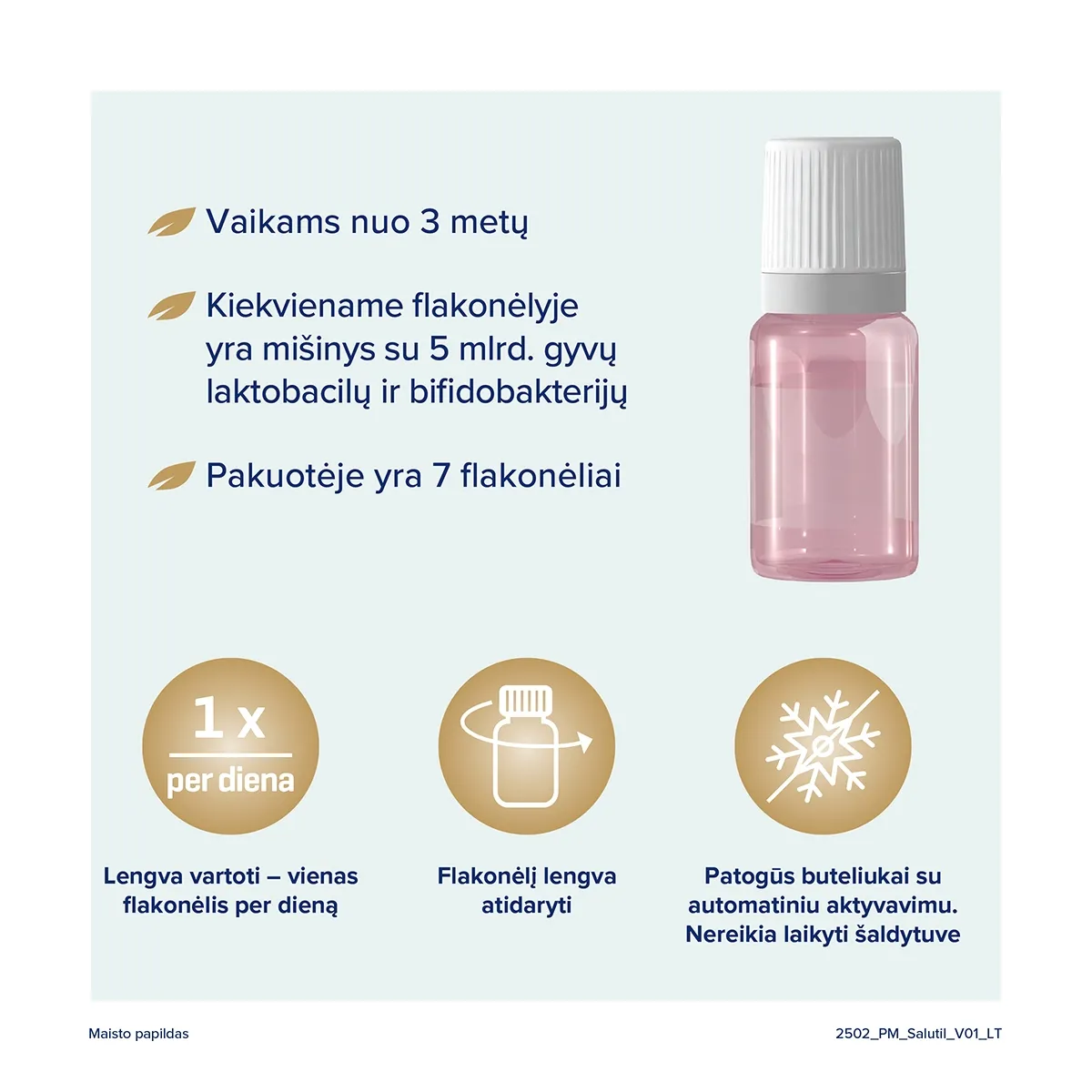SALUTIL SHOTS (5 mlrd. gyvybingųjų bakterijų), braškių skonio, 7 flak. -  3