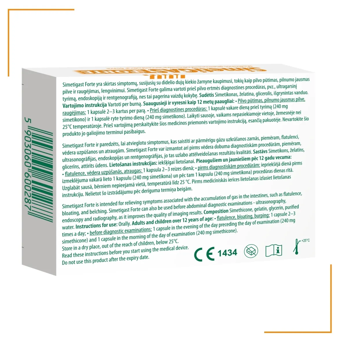 SIMETIGAST FORTE 240mg dujų kaupimui mažinti, N10 -  2