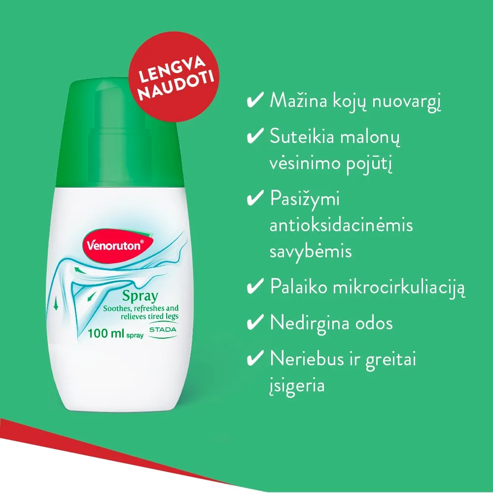 VENORUTON SPRAY purškalas pavargusioms kojoms, 100 ml -  3