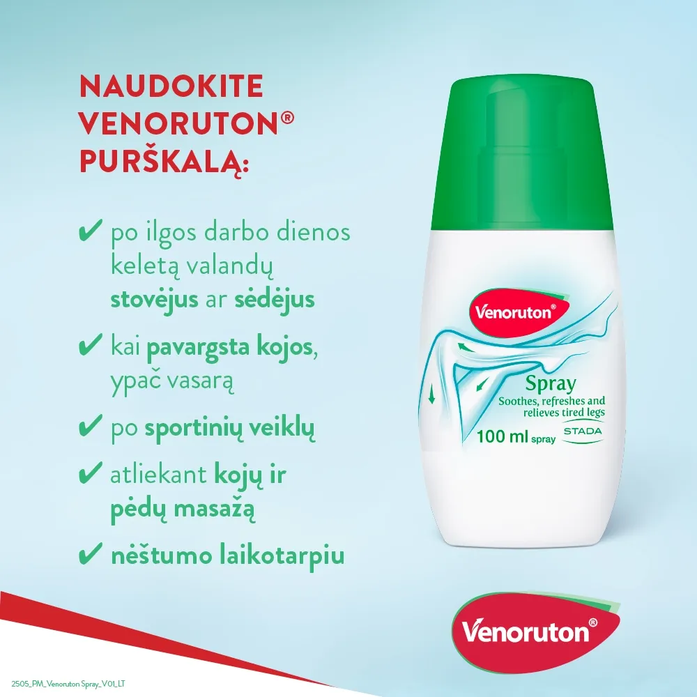VENORUTON SPRAY purškalas pavargusioms kojoms, 100 ml -  4