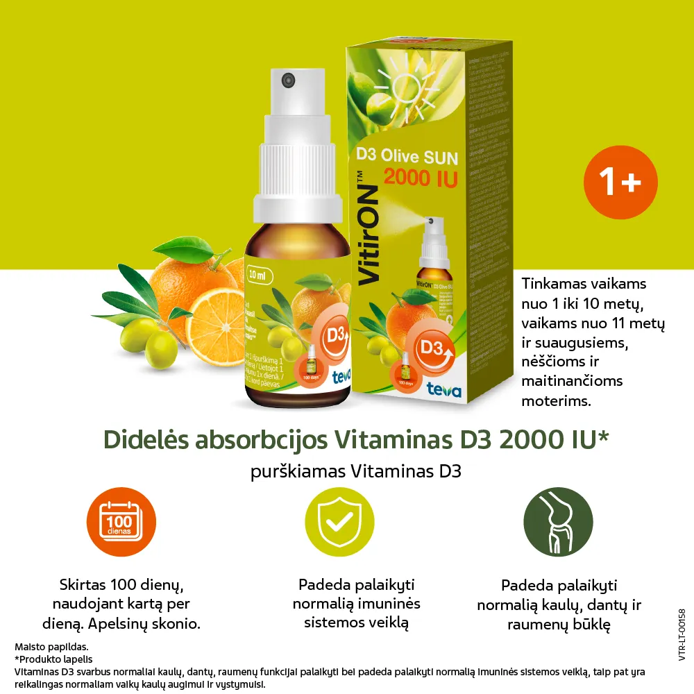 VitirON D3 purškalas OLIVE SUN 2000IU 10ml, N1 -  2