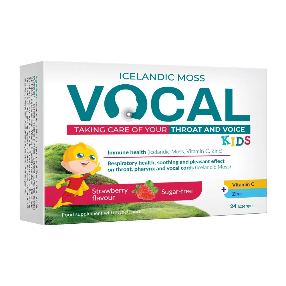 VOCAL KIDS braškių skonio, 24 pastilės -  